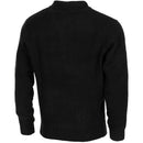 Black ribbed sweater on a white background