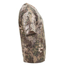 Side view of MFH Brand U.S. military short sleeve undershirt with snake FG camo pattern for outdoor use