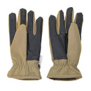 Pair of Mil-Tec softshell winter gloves with black anti-slip palm and coyote-colored insulated back lining.