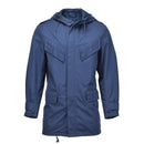 Original Dutch Military officer parka hooded windproof army rain coat solid blue - GoMilitar