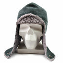 Original Swiss army grey wool winter cap with adjustable ear flaps and faux fur lining for cold weather protection