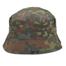 TACGEAR German Army style Flecktarn camo bucket hat made of durable ripstop fabric with ventilation eyelets.
