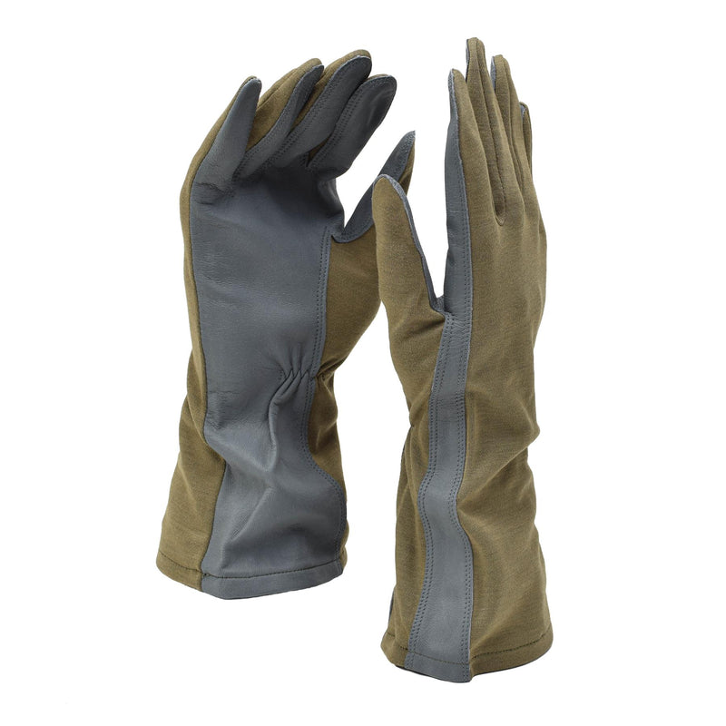 Original niederländische Militärhandschuhe aus olivgrünem Leder, hitzebeständig, Aramid-Wärmer NEU