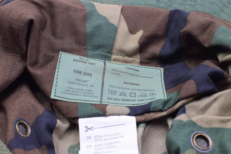 Leichte Boonie-Mütze im Militärstil der Marke Mil-Tec im Woodland-Stil aus Ripstop-Armeewolle