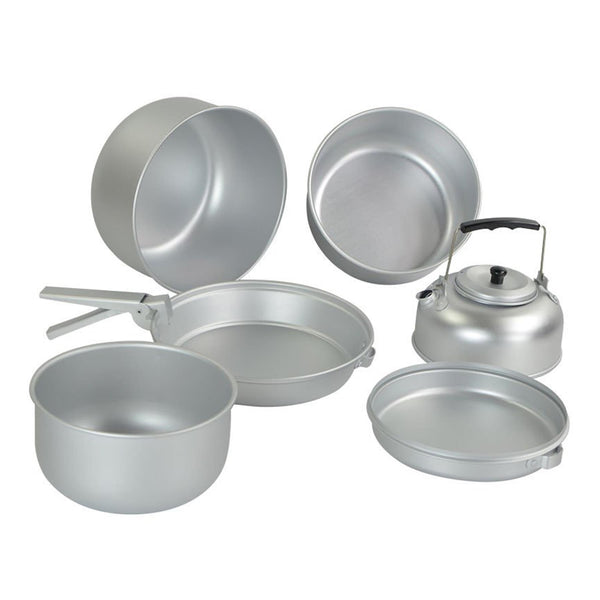 MIL-TEC Camping Kochgeschirr Outdoor Camping Kochset Pfanne Topf Kessel Aluminium Set