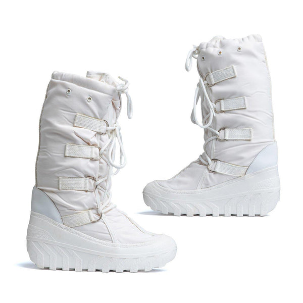 Echte italienische Militär-Schneestiefel mit wärmendem Obermaterial, Schnürsenkel, weiß, NEU