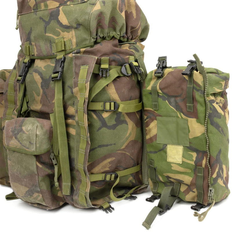 Original britischer Militär-Taktikrucksack Woodland Camo 90 Liter Seitentaschen