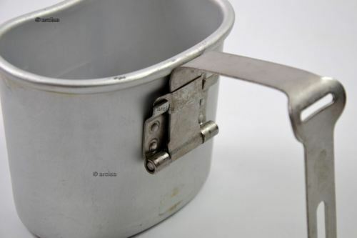 Original belgische Armee Feldflasche Tasse Becher Mess Aluminium Topf Bushcraft wie US M1910