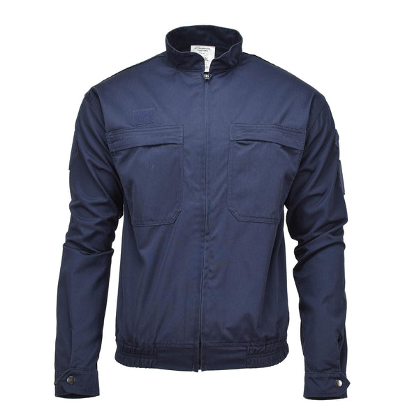 Echte französische Militärpolizei-Sportjacke, Sporthemd mit Gummizug in der Taille, blau