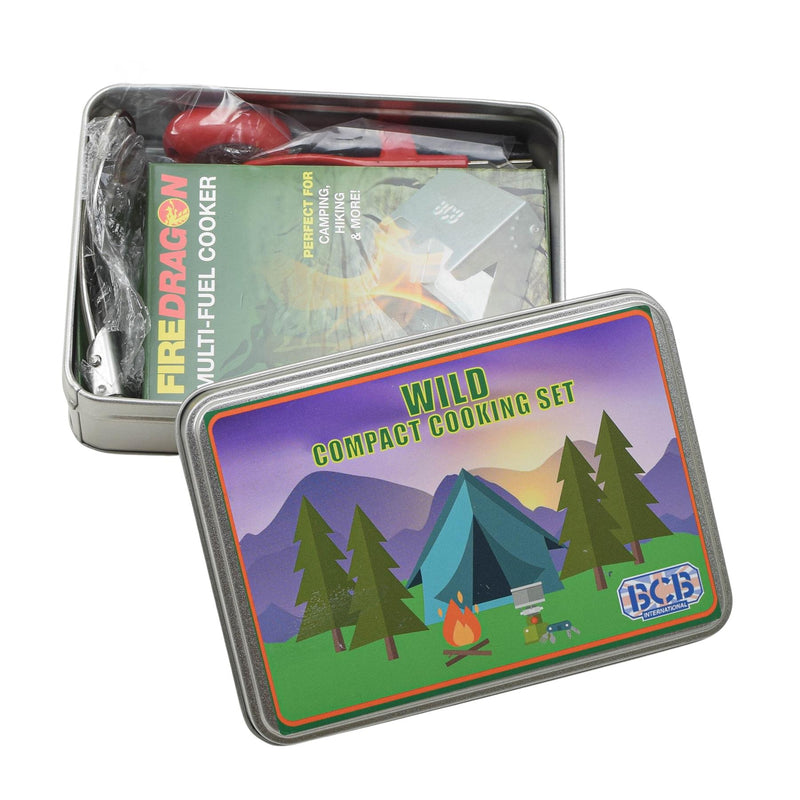 BCB WILD Kompakt Kochset Trockenbrennstoffkocher Campinglöffel Wanderkocher Set