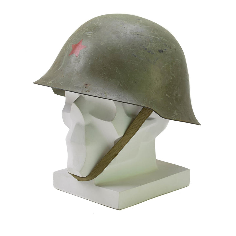 Original serbischer taktischer Stahlhelm mit Innenfutter Kampfausrüstung Kinnriemen Oliv
