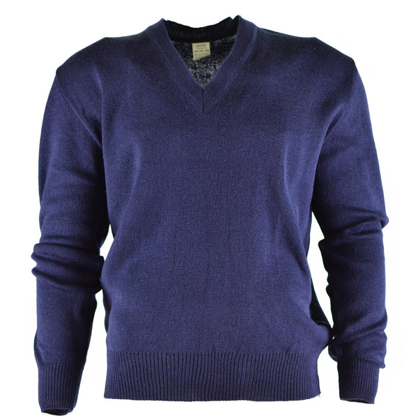 Original tschechischer Armeepullover, blauer Wollpullover mit V-Ausschnitt, Militärüberschuss, NEU
