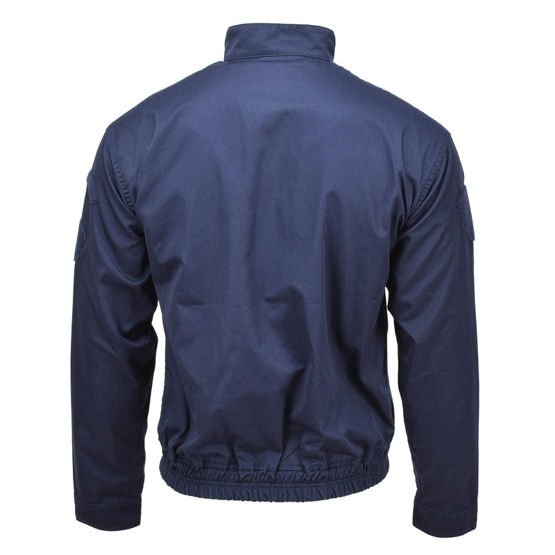 Echte französische Militärpolizei-Sportjacke, Sporthemd mit Gummizug in der Taille, blau