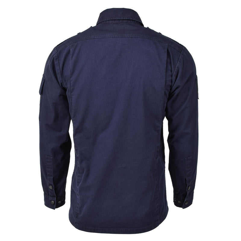 Original niederländische Armeejacke, Arbeitskleidung, blaue Uniform, langärmeliges Militärhemd