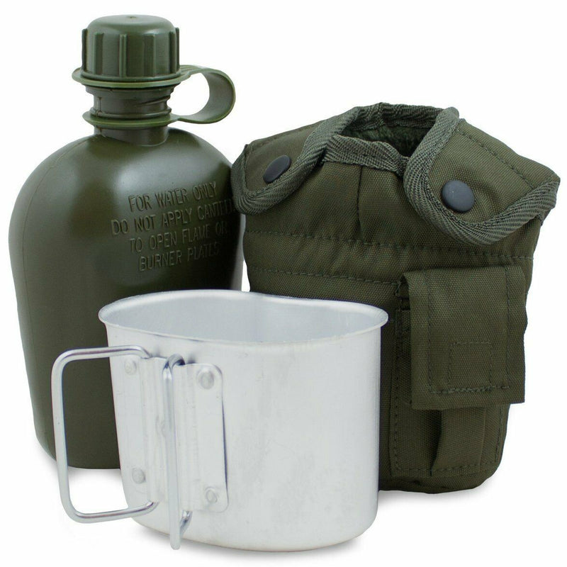 Feldflasche M1 im US Army-Stil mit Deckel und Alice-Clips US-Militär