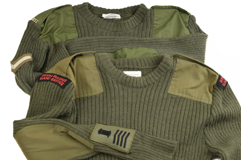 Echter Pullover der britischen Armee, Kommando-Pullover in Olivgrün aus Wolle für Herren