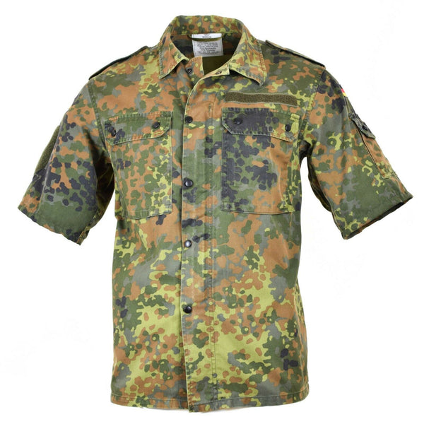Original Bundeswehr Hemd mit Reißverschluss Flecktarn kurze Ärmel Kampf BW Armee Ausgabe