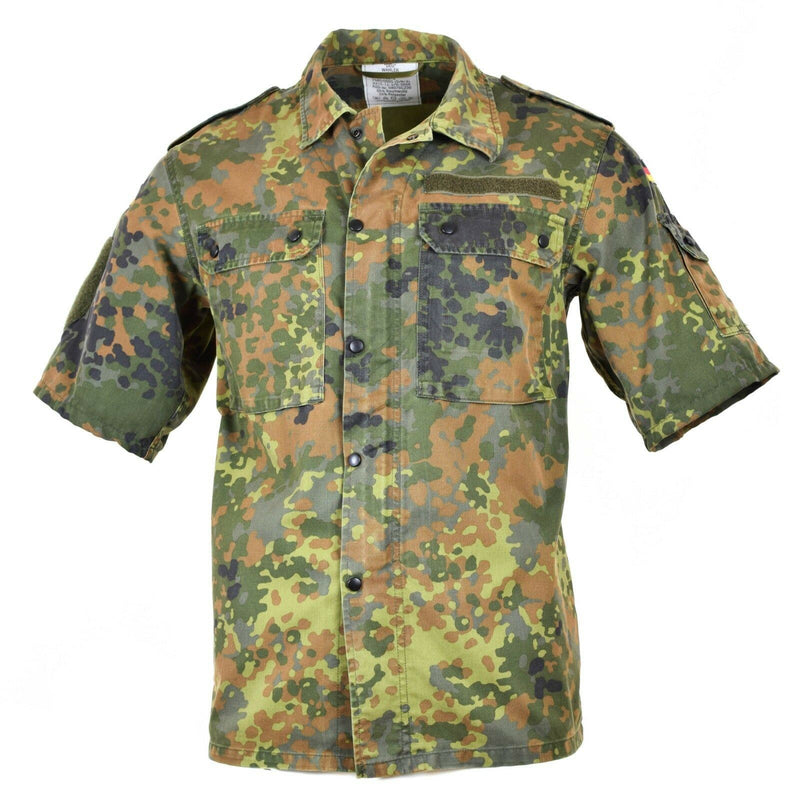 Original Bundeswehr Hemd mit Reißverschluss Flecktarn kurze Ärmel Kampf BW Armee Ausgabe