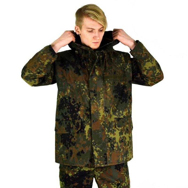 Original Bundeswehr Feldjacke GoreTex Flecktarn wasserdichter Regenparka NEU
