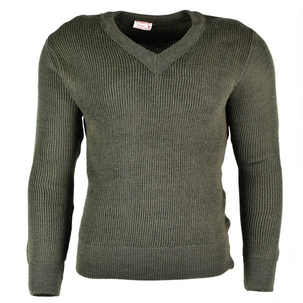 Original französischer Armeepullover, Pullover, Chlorofibre, V-Ausschnitt, Wolle