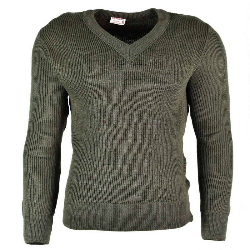 Original französischer Armeepullover, Pullover, Chlorofibre, V-Ausschnitt, Wolle