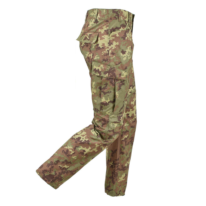 Echte italienische Militär-Kampfhose für Feldtruppen, Ripstop-BDU-Vegetato-Hose