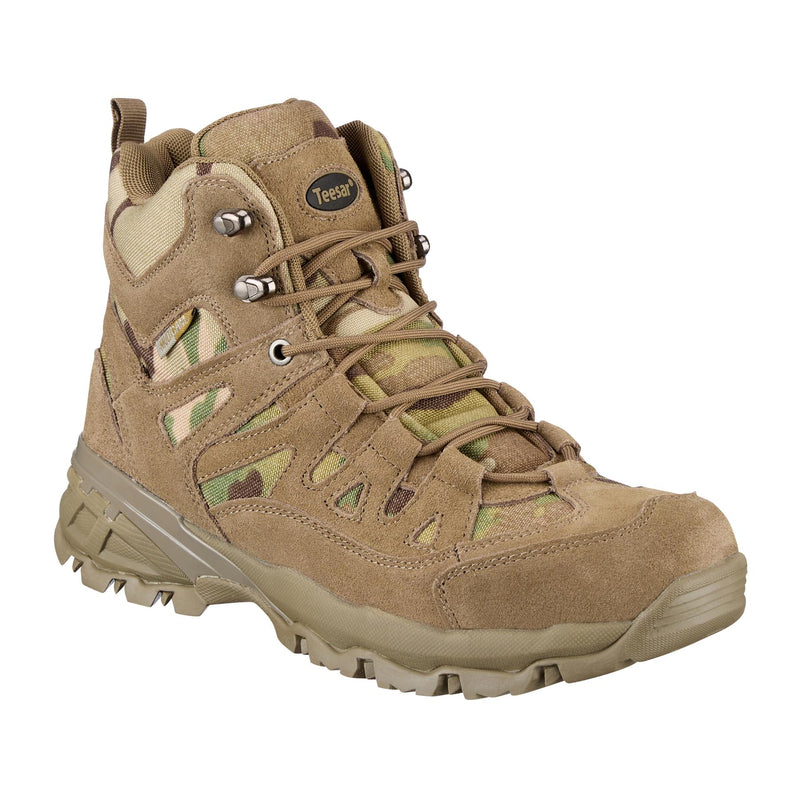 Teesar SQUAD MULTICAM Stiefel mit seitlichem Reißverschluss für Camping, Wandern, Trekking, Kampfschuhe