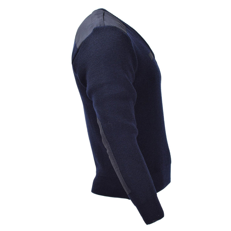 Original niederländischer Militärpullover blau, Woll-Bodywarmer, langärmelig, NEU