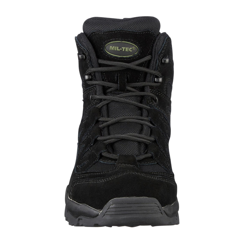 MIL-TEC SQUAD Stiefel halbhoch runde Sohle Camping Outdoor schwarzes Wildleder Schuhwerk