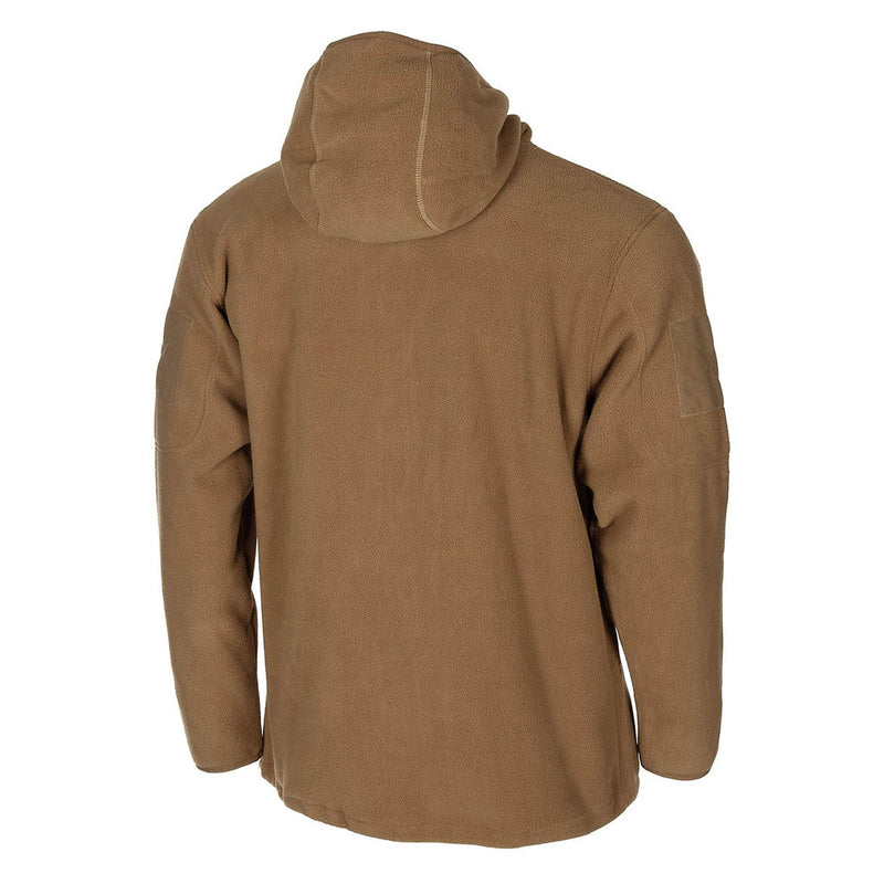 MFH Militärstil, hellbraun, taktische Fleecejacke mit Kapuze, für Outdoor-Wandern, durchgehender Reißverschluss, NEU