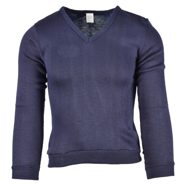 Originales Army-Sweatshirt aus blauem Jersey der französischen Militärschule mit V-Ausschnitt