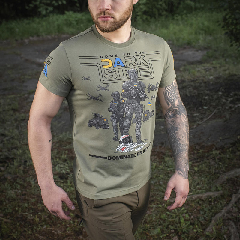 M-TAC Militärstil klassisches T-Shirt Kurzarm Unterwäsche ukrainische Flagge Oliv
