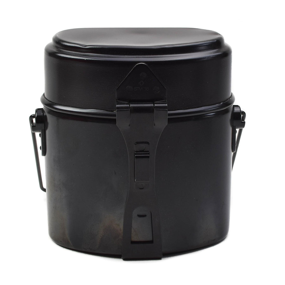 Original Swiss Army Mess Kit, 3-teiliges Aluminium-Camping-Kochset, Schwarz