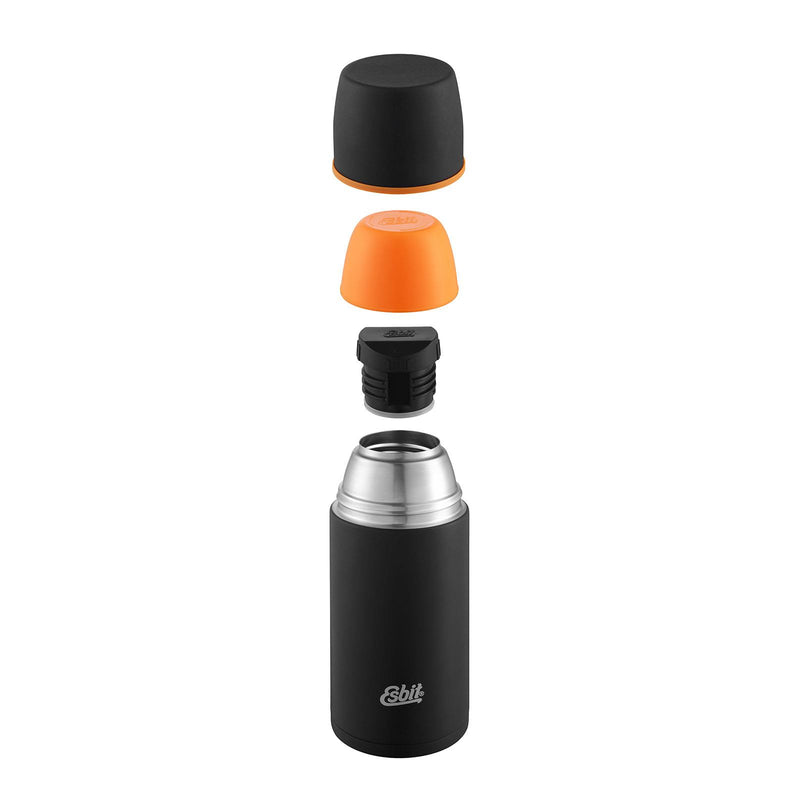 ESBIT Brand Edelstahl Isolierflasche 750ml schwarz 12Std Wärmespeicherung extra Becher