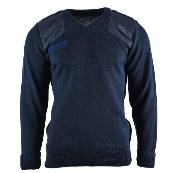 Echter britischer Pullover Armee Polizei Pullover Kommando Pullover blau V-Ausschnitt Herren NEU