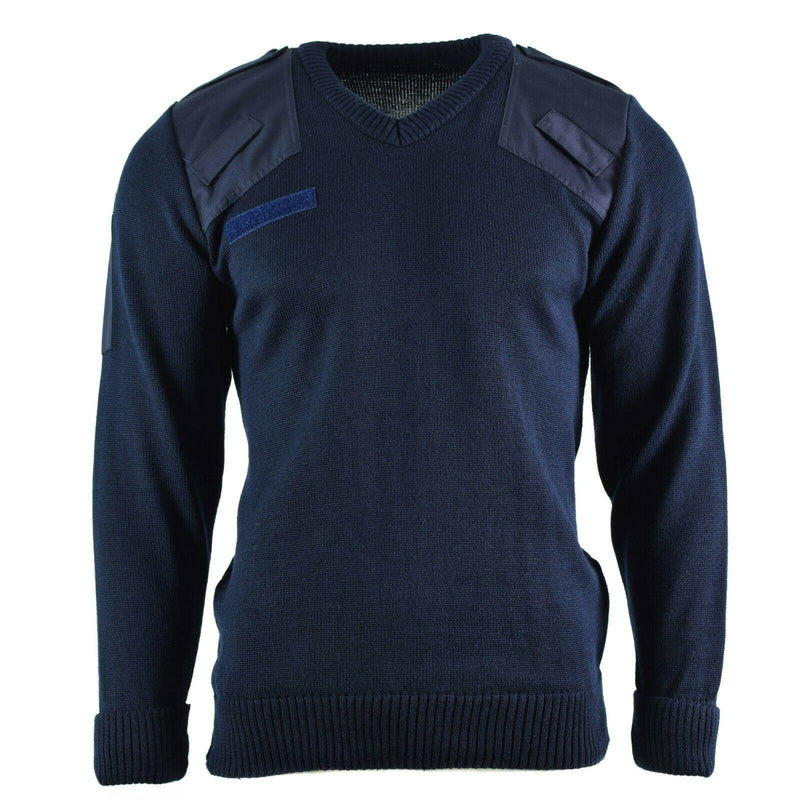 Echter britischer Pullover Armee Polizei Pullover Kommando Pullover blau V-Ausschnitt Herren NEU