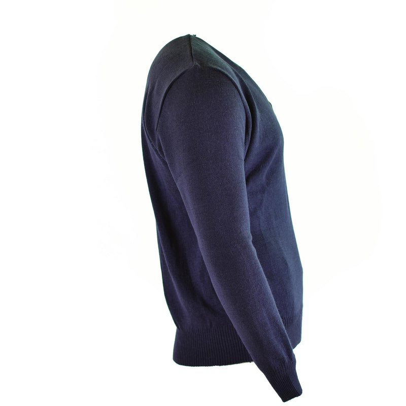 Original tschechischer Armeepullover, blauer Wollpullover mit V-Ausschnitt, Militärüberschuss, NEU