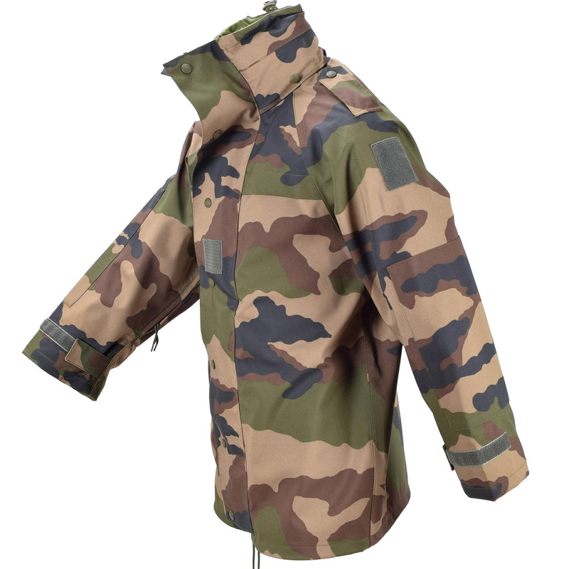 Echte wasserdichte Trilaminatjacke der französischen Armee, Camouflage-Goretex-Regenparka mit Kapuze