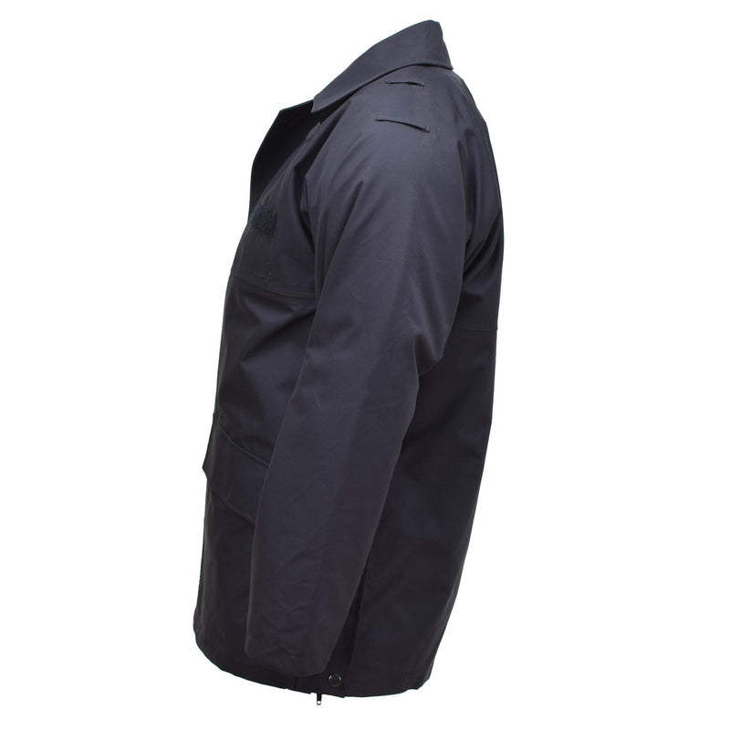 Original britische Militär-Regenjacke, Polizei, einfarbig, schwarz, gefüttert, wasserdichter Mantel