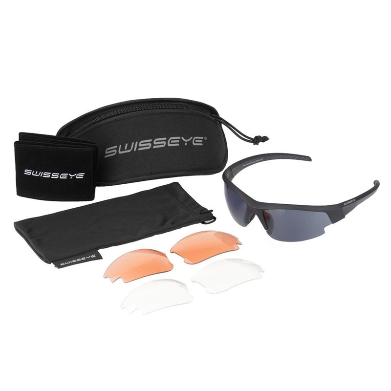 SWISS EYE Ballistische Schießbrille aerodynamische verstellbare gummierte Bügel