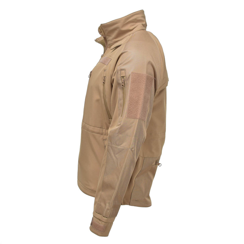 MIL-TEC winddichte Wanderjacke Softshell sturmfeste Reißverschlüsse Fleecefutter Coyote