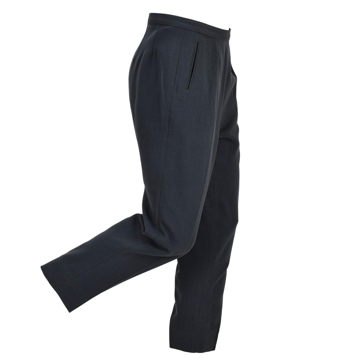 Original schwedische formelle Militärhose mit Schlitztaschen und Falten vorne in Blau
