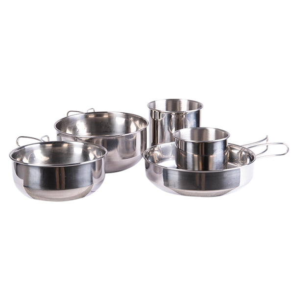 MIL-TEC Kochset Edelstahl 5 teilig Kochgeschirr Camping Outdoor Geschirr
