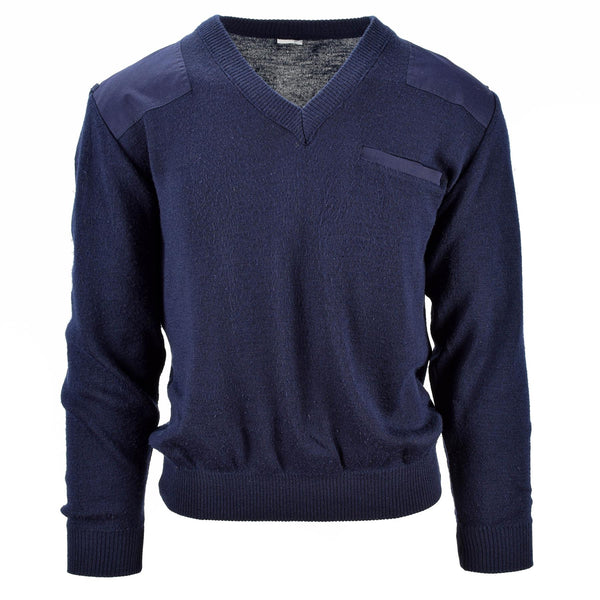 Original niederländische Armee Pullover blau Militär Pullover V-Ausschnitt Offizier Herren Pullover