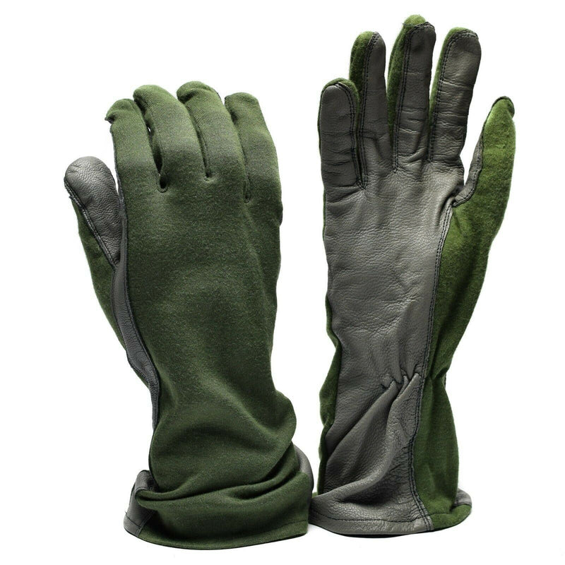 Echte niederländische Armee Kampfhandschuhe Leder Aramidfaser AirForce Militär Nomex OD