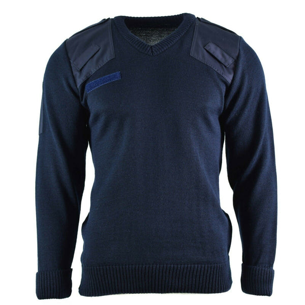 Original britischer Armee-Polizei-Pullover Commando Jumper blauer V-Ausschnitt-Pullover