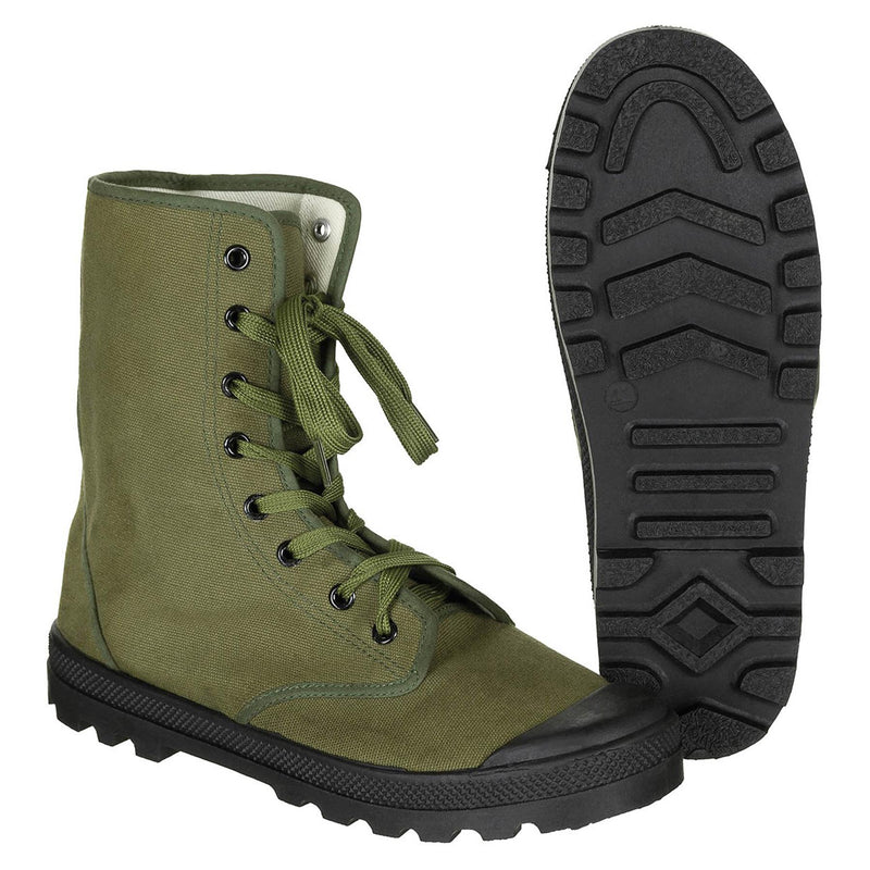 Original französische Militär-Kommandostiefel mit verstärkten Absätzen, Vintage-Olive