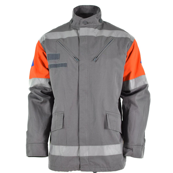 Original tschechische Armeejacke CZ Zivilschutz graues Feld Überschuss Reflektorband