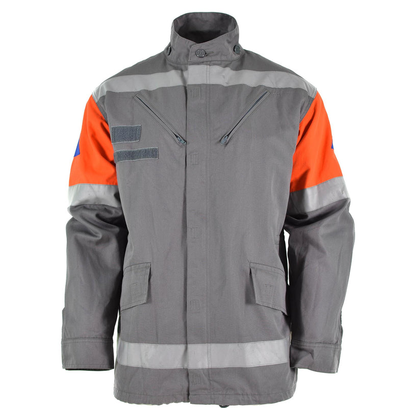 Original tschechische Armeejacke CZ Zivilschutz graues Feld Überschuss Reflektorband
