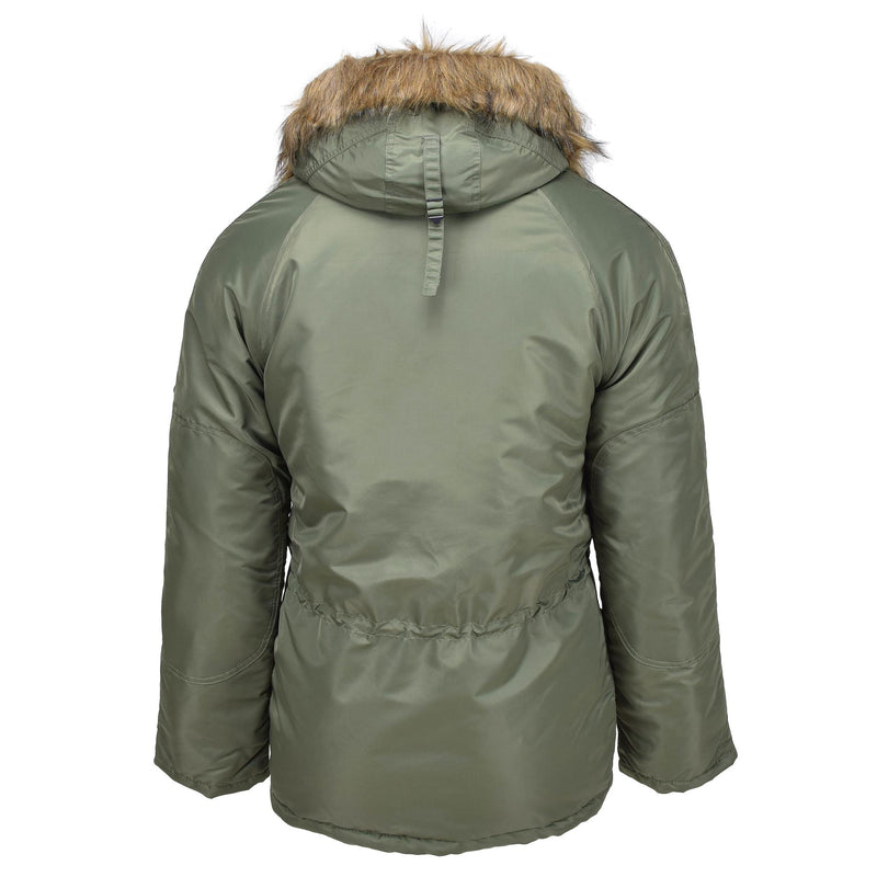 MIL-TEC Marke US Militärstil Fliegerparka N3B Kunstpelzkapuze oliv NEU